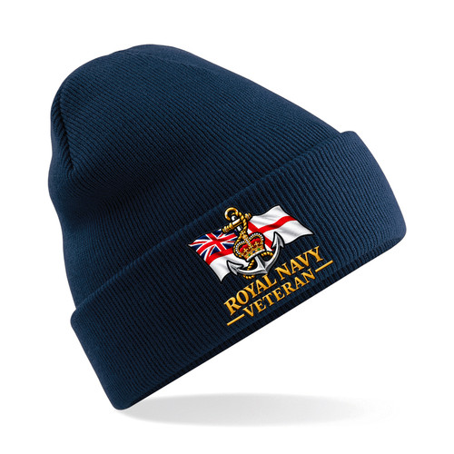 Royal navy embroidered beanie - navy,